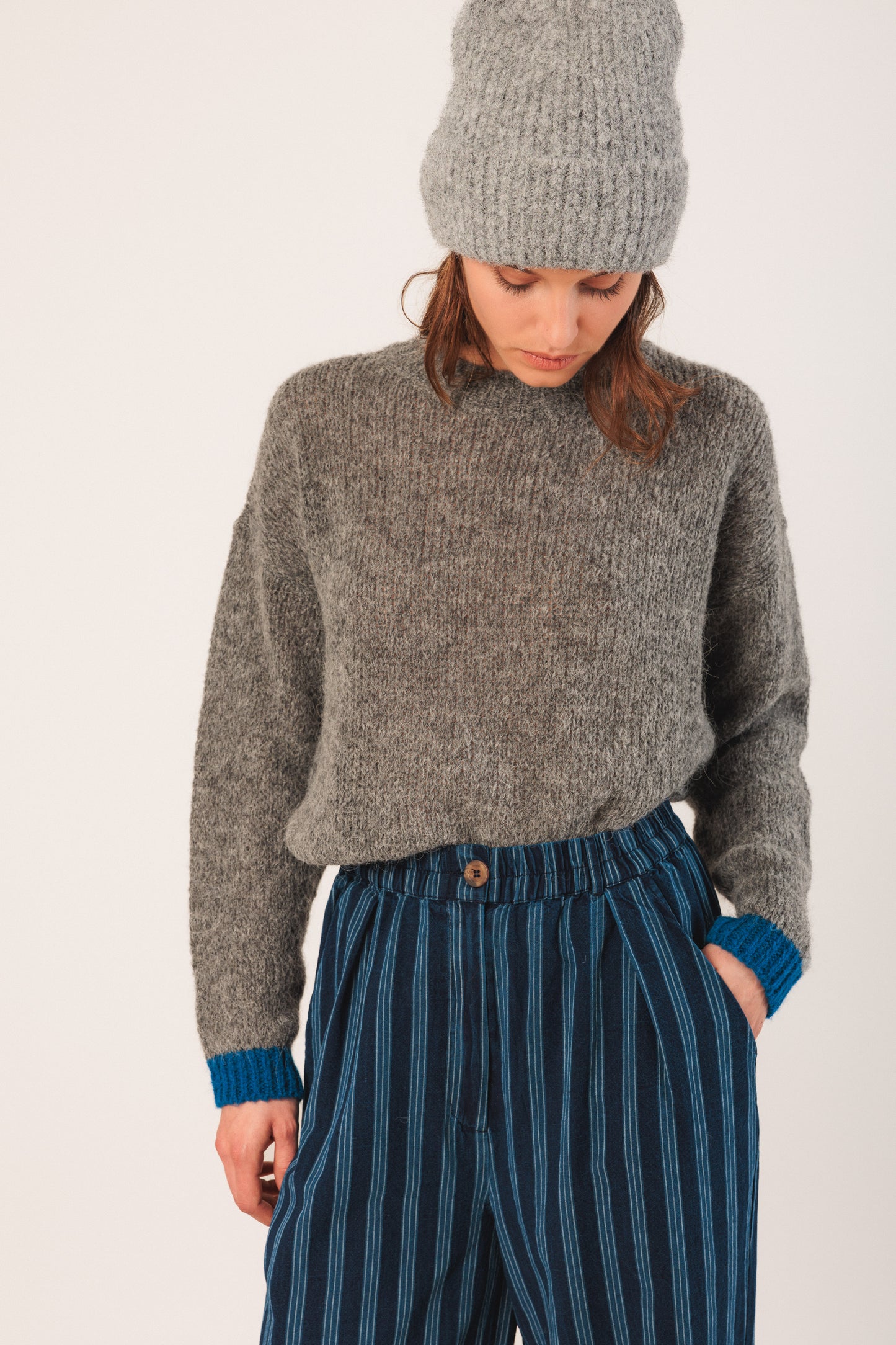 Baggy Elastic Pants Indigo