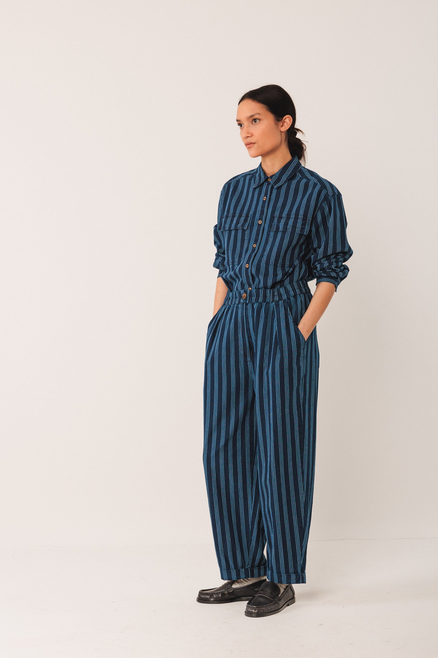 Baggy Elastic Pants Indigo