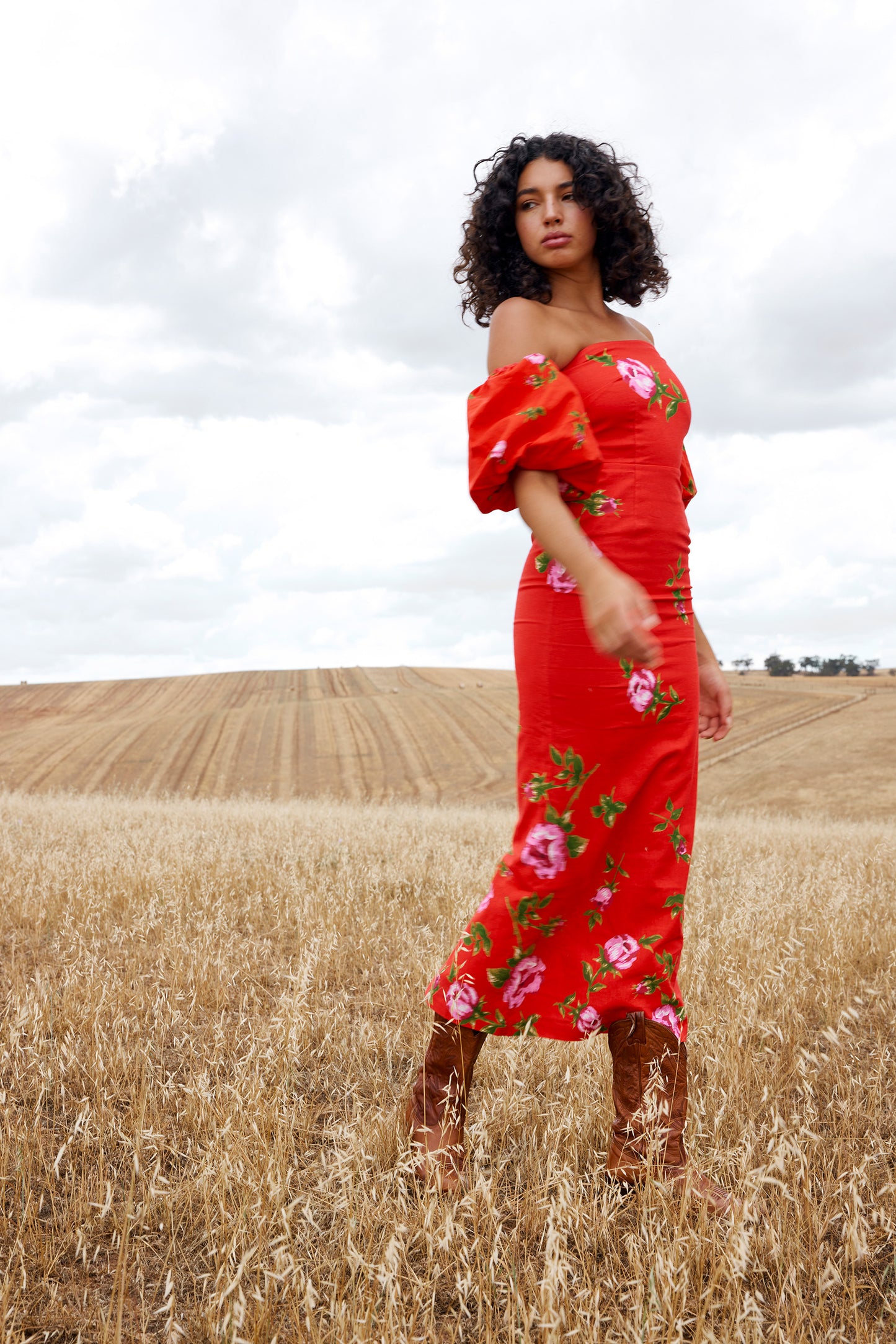 Evie Dress in Ruby Rose