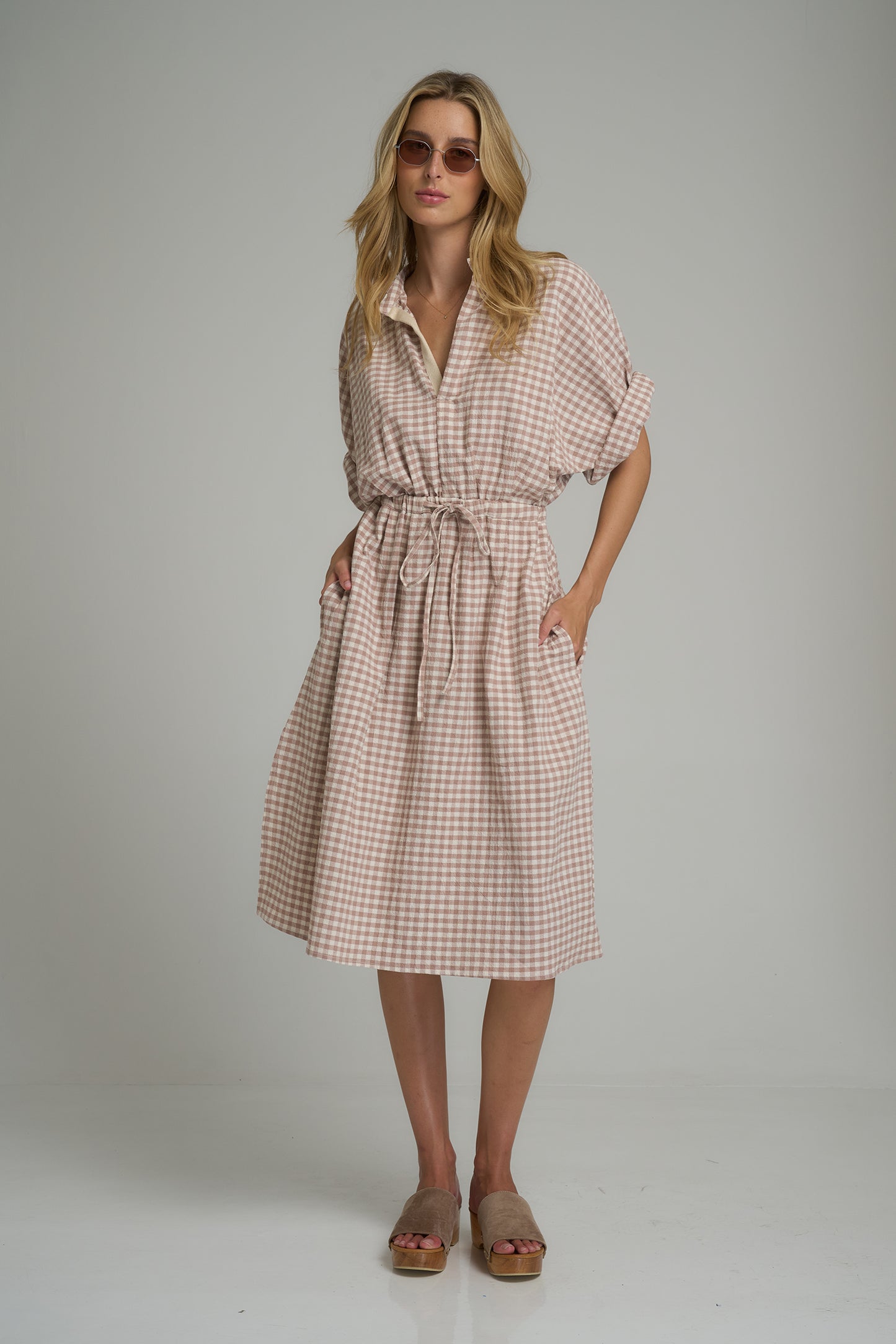 Elsie Dress Almond Check