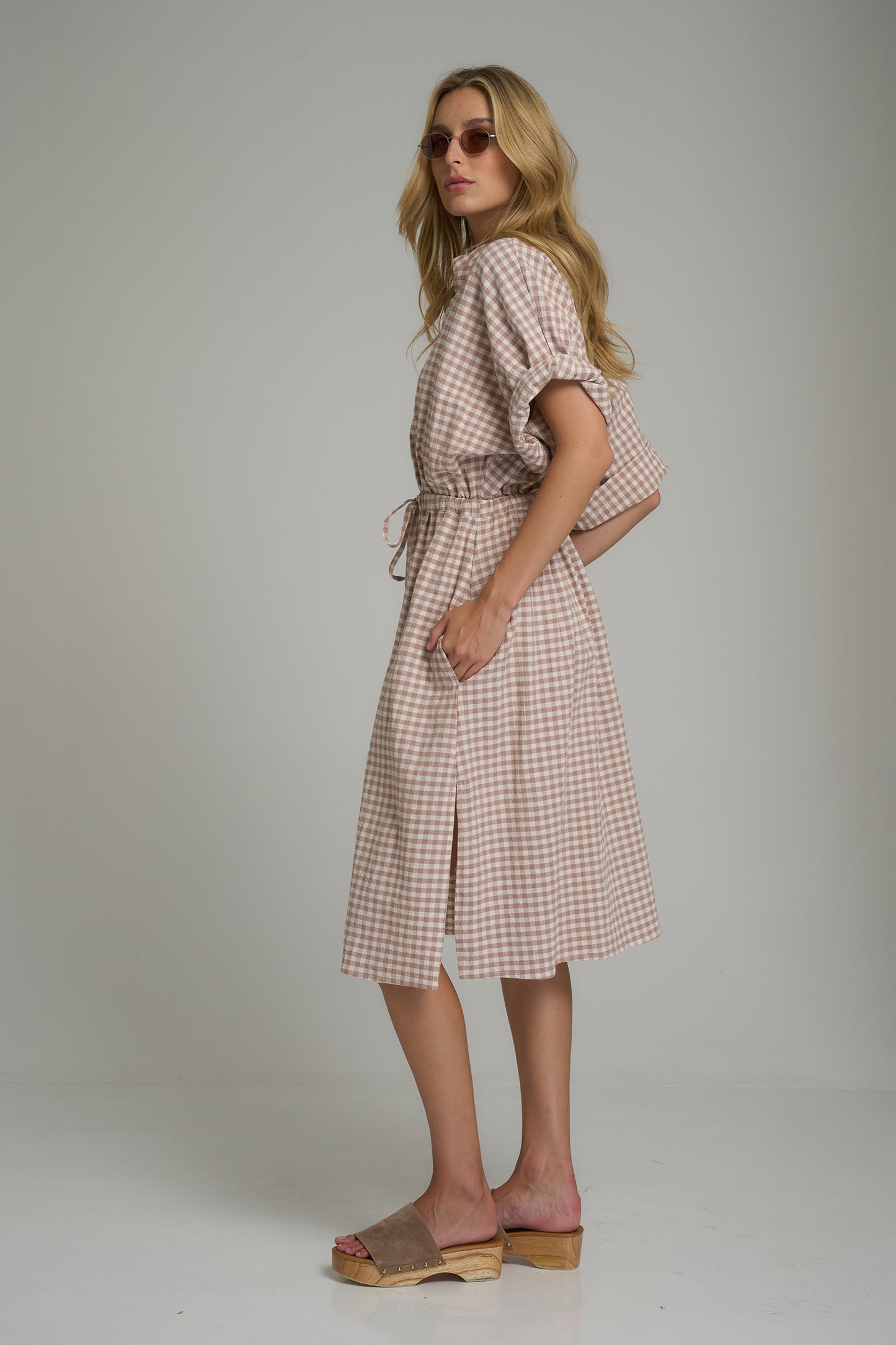 Elsie Dress Almond Check