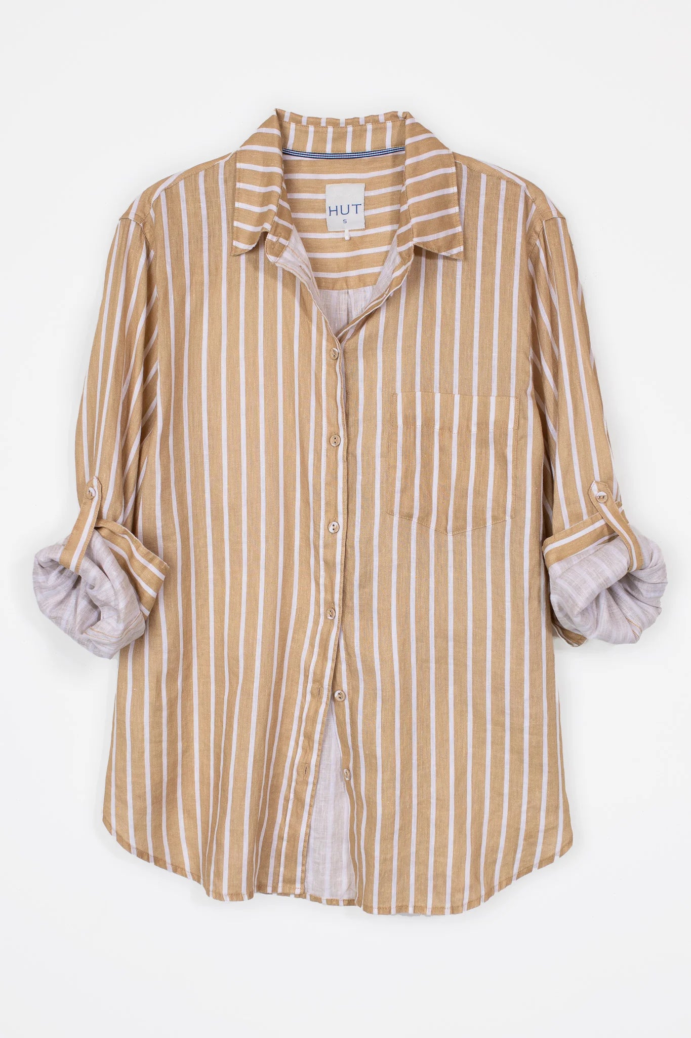 Tan Stripe Boyfriend Shirt