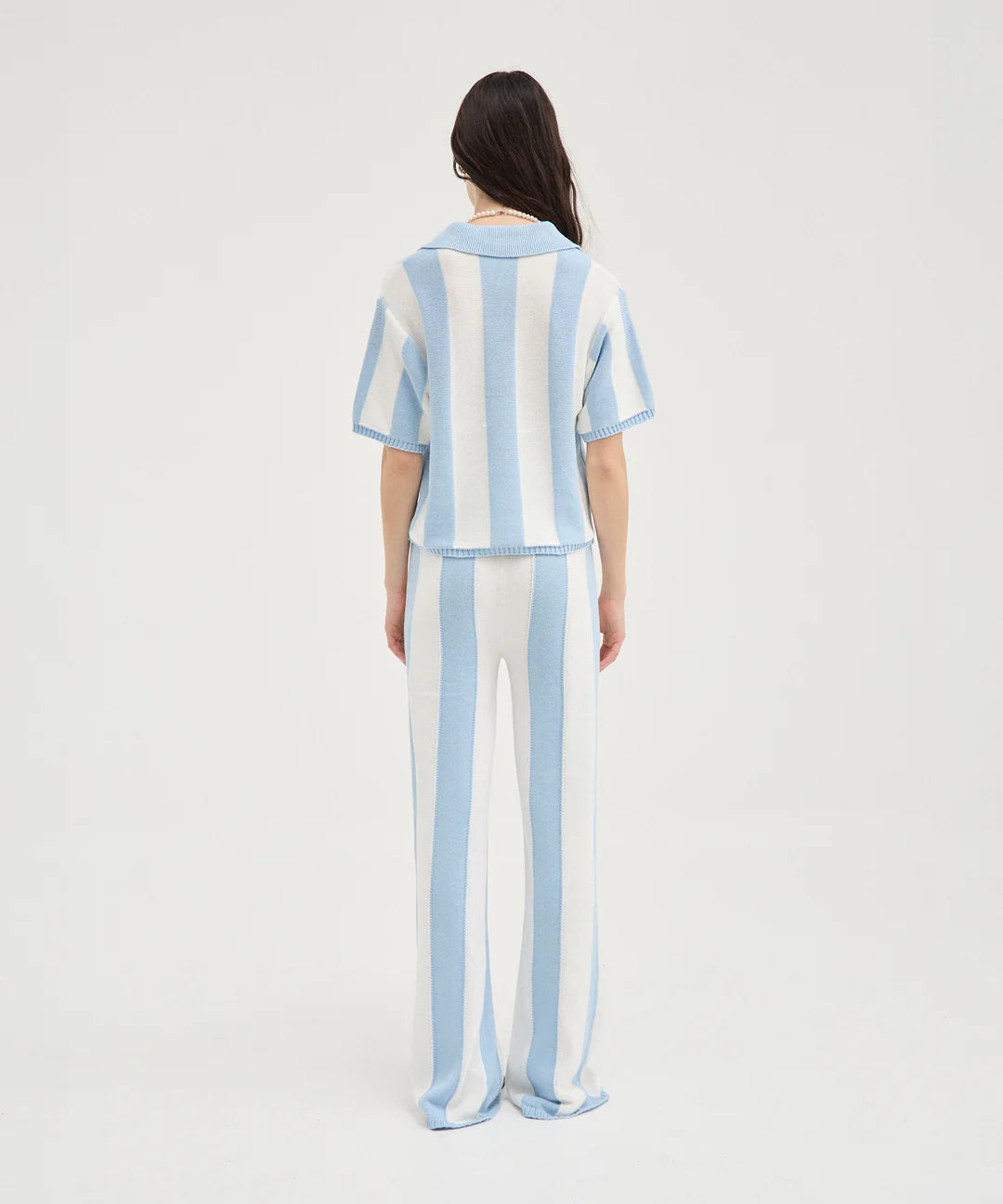 Blue Striped Knit Pant