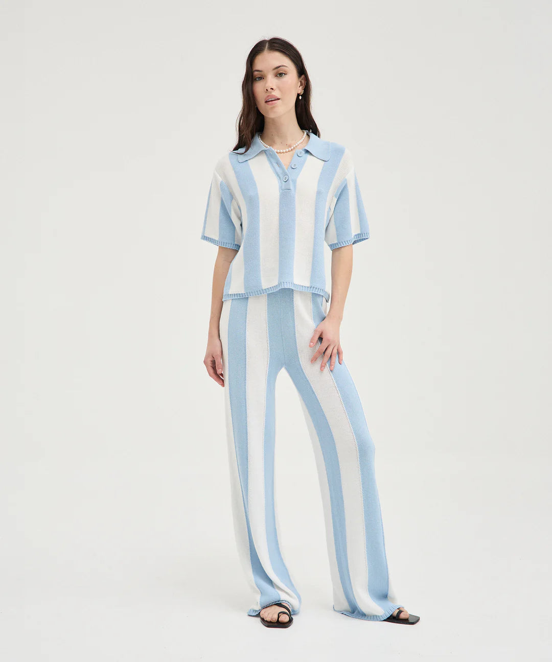 Blue Striped Knit Pant
