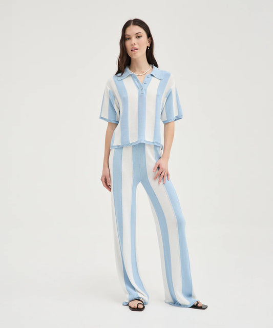Blue Striped Knit Pant