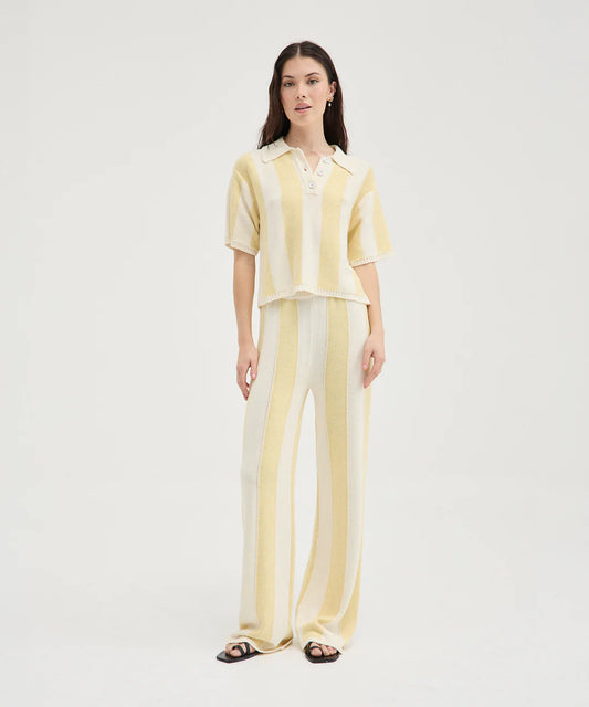 Yellow Striped Knit Pant