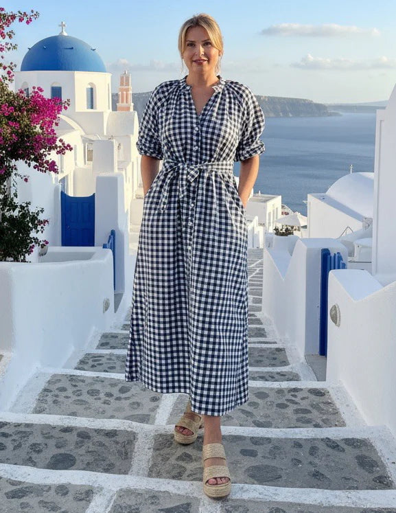 Gingham Dress Navy