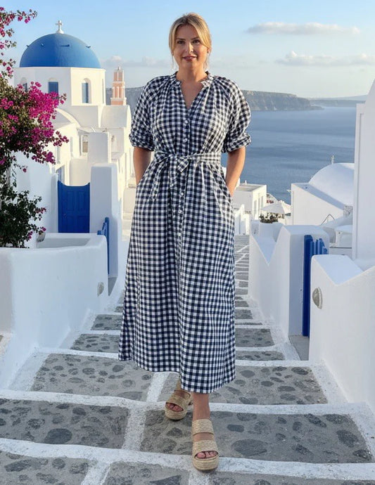 Gingham Dress Navy