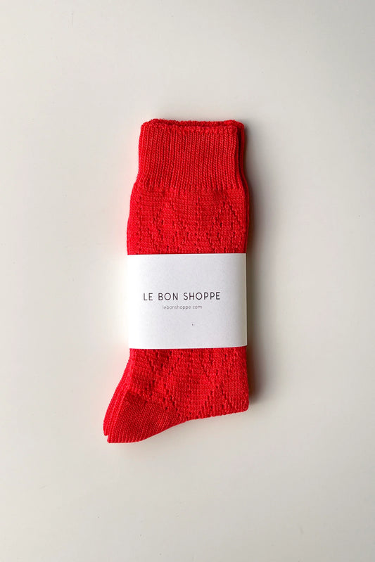 Le Bon Modal Eyelet Socks Poppy Red