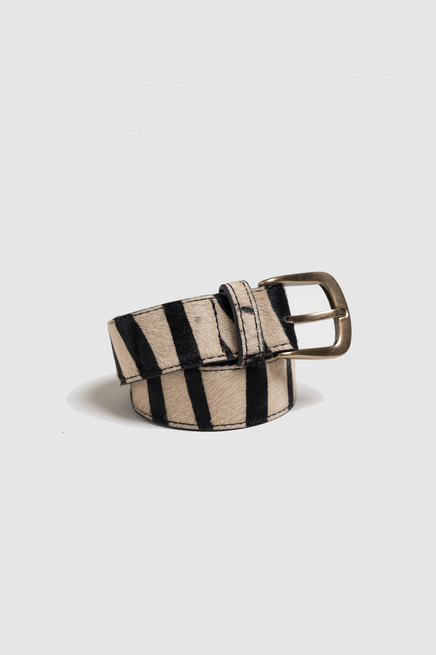 Cow Hair Leather Belt Black & Cream