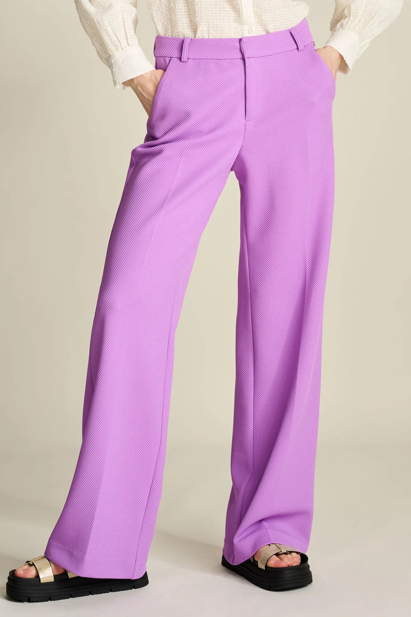 Pique Wide Leg Purple Pants