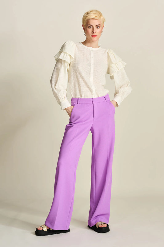 Pique Wide Leg Purple Pants