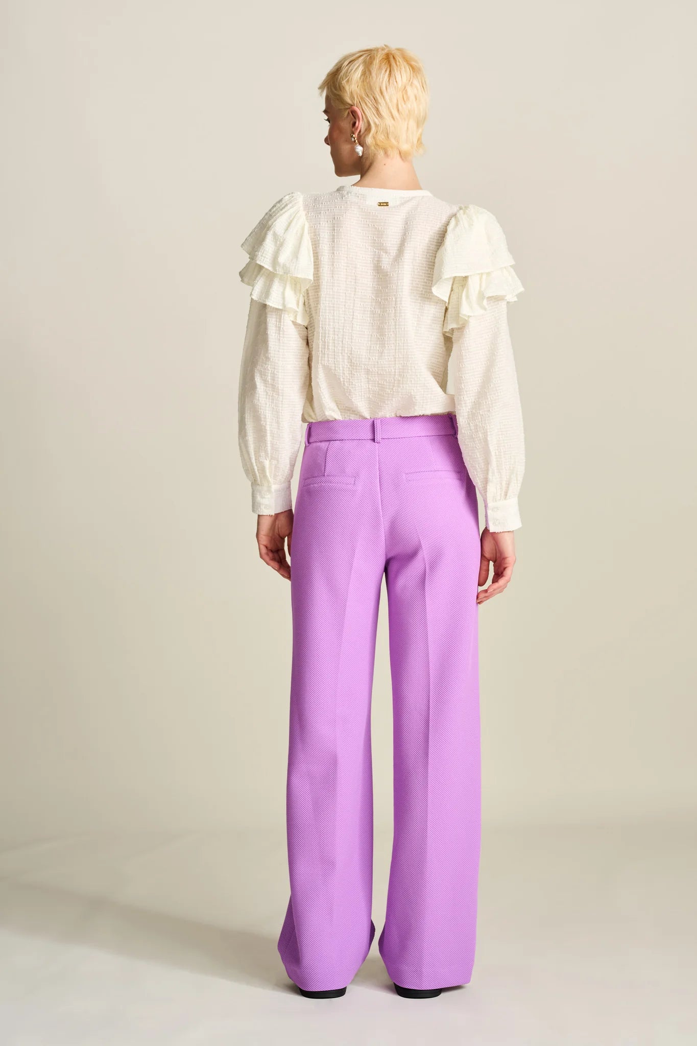 Pique Wide Leg Purple Pants