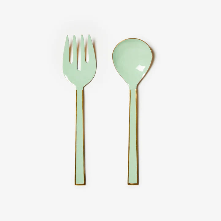 Enamel Mint Salad Servers (set of two)