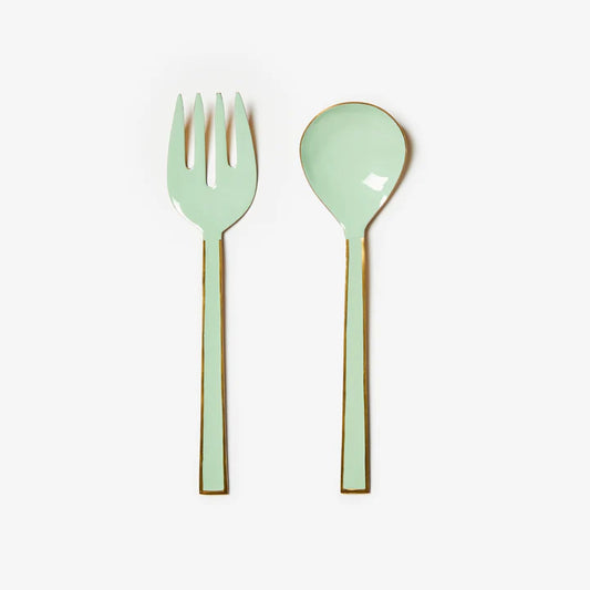 Enamel Mint Salad Servers (set of two)