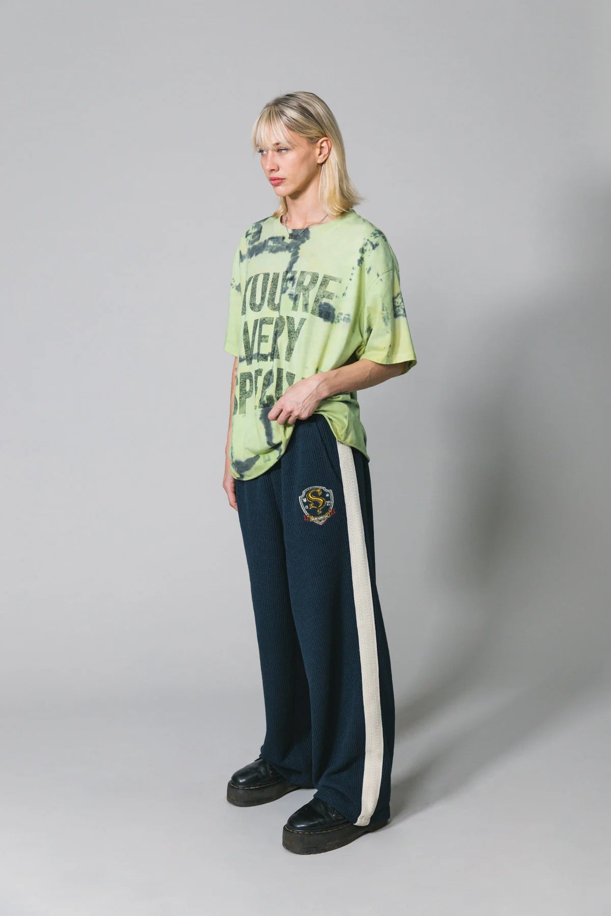 Navy Knitted Baggy Pants