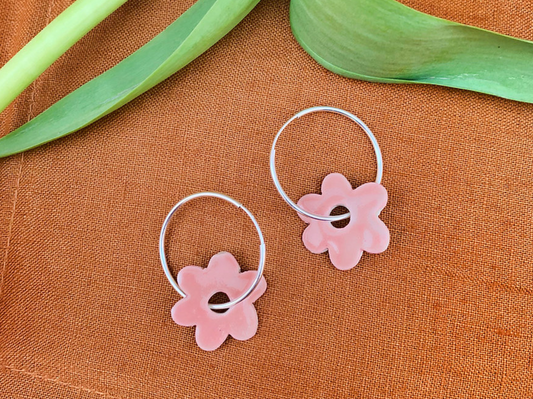 Pink Blossom Mini Hoop Earrings