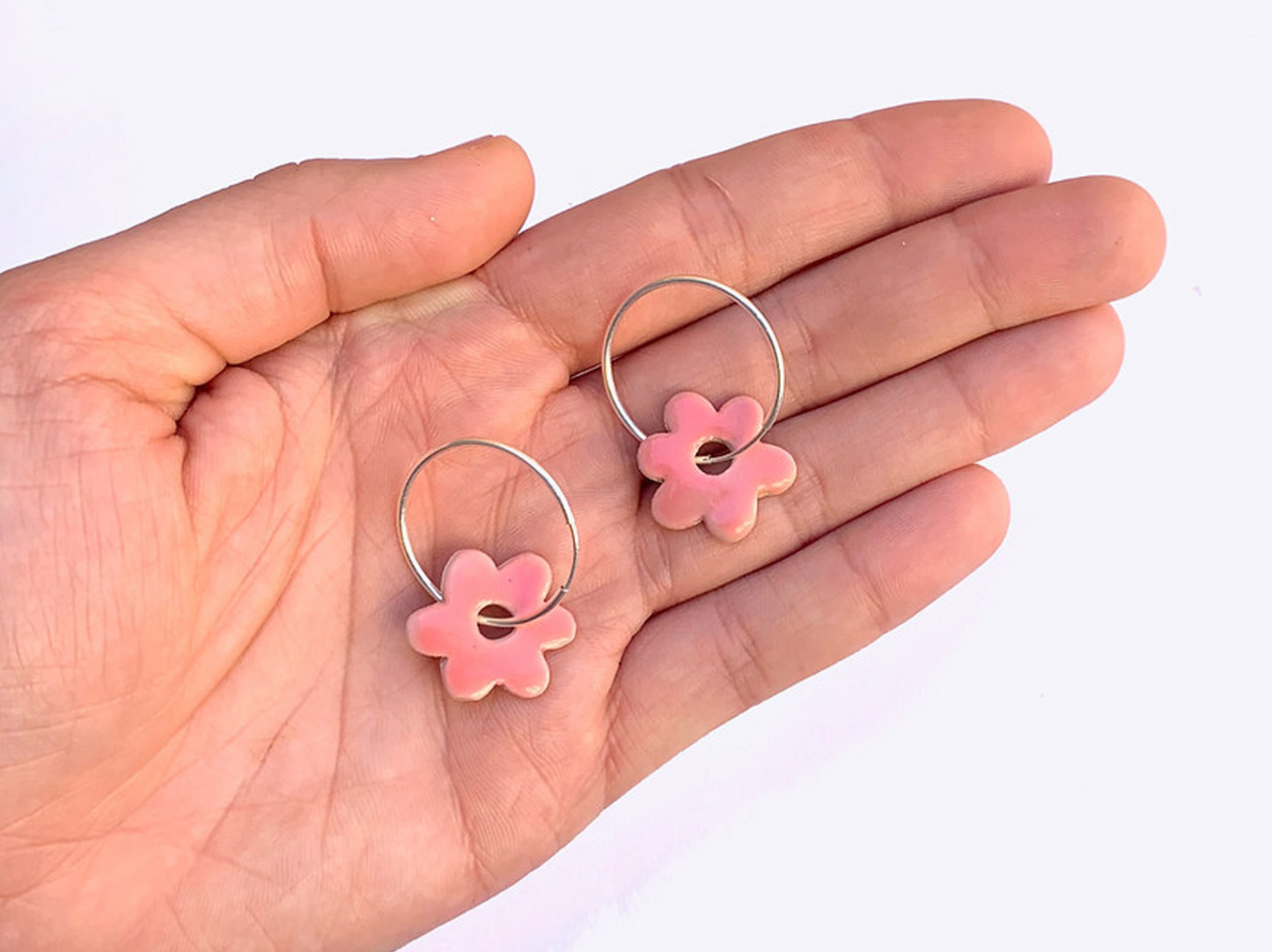 Pink Blossom Mini Hoop Earrings