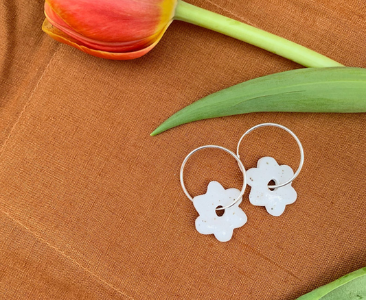 Pebble Blossom Mini Hoop Earrings