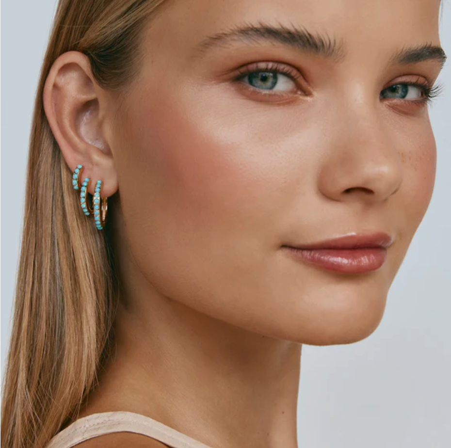 Blue Opal Crystal Huggies
