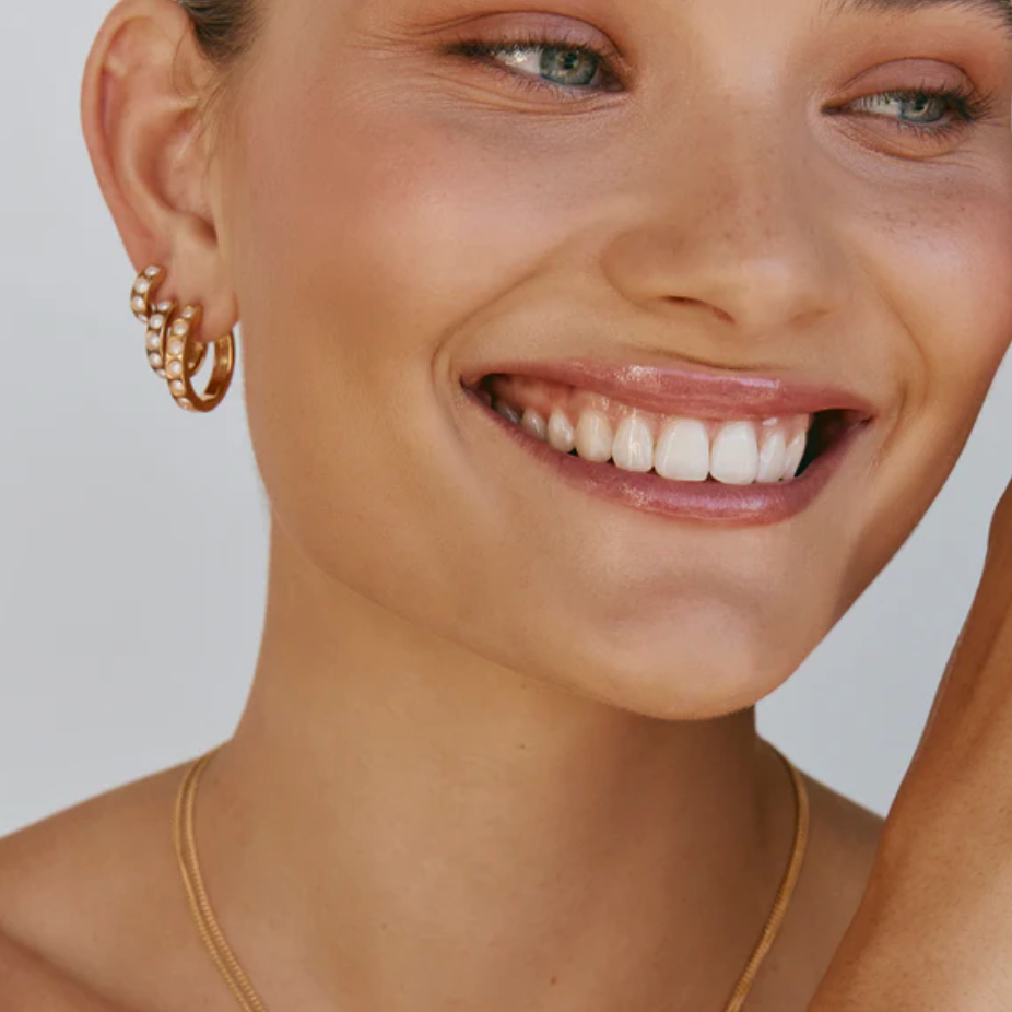 Crystal Pearl Midi Hoops