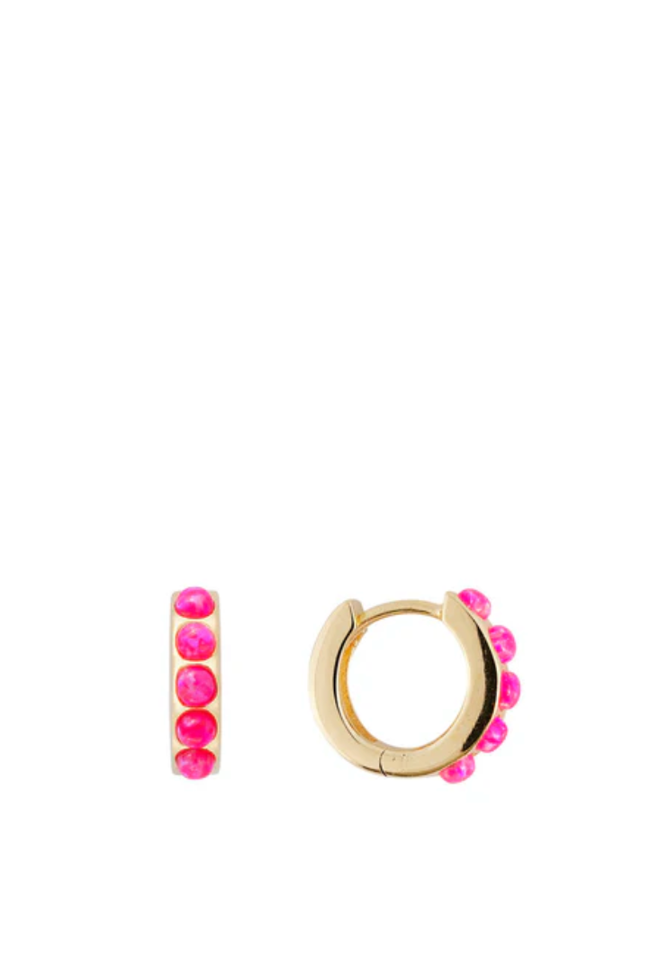 Hot Pink Opal Crystal Huggies