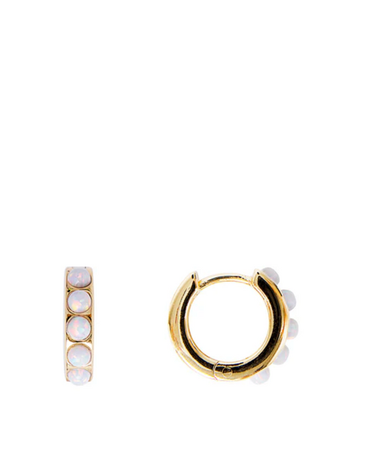 Ivory Opal Crystal Huggies