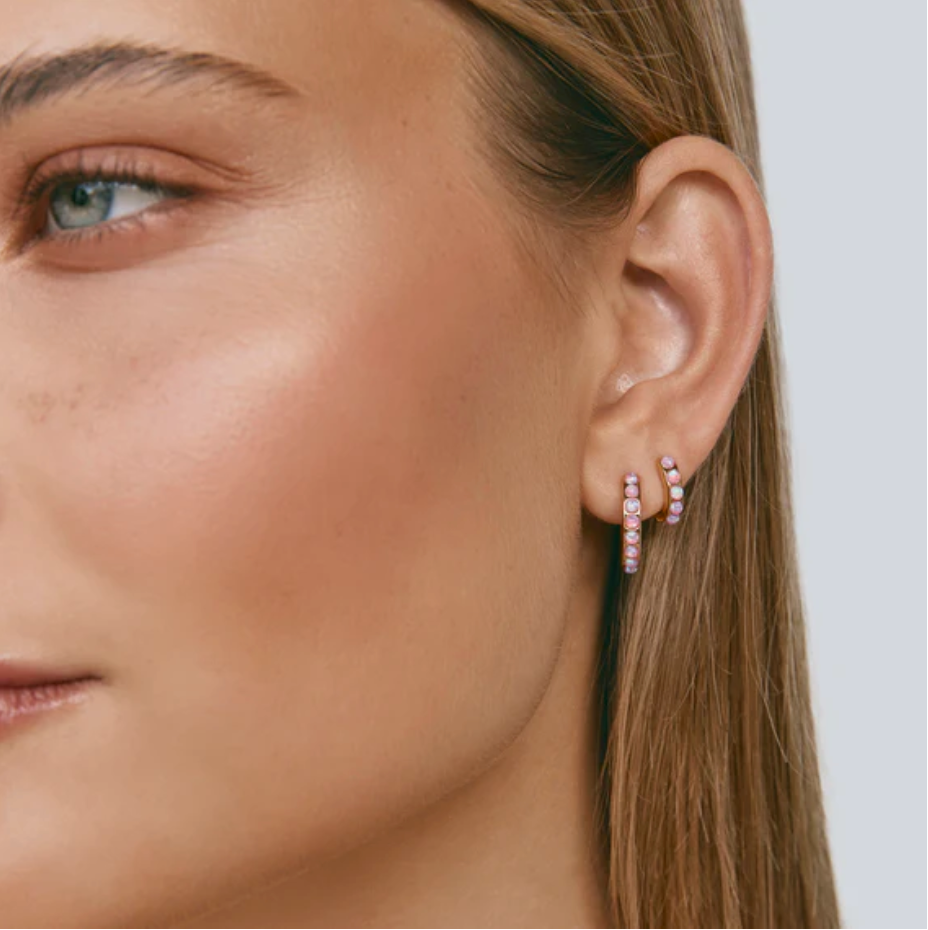 Pink Opal Crystal Huggies