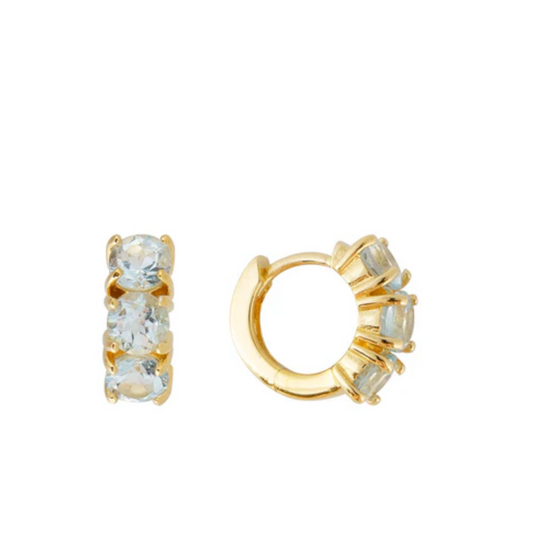 Blue Topaz Huggies