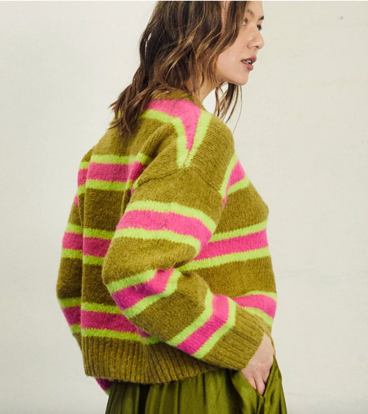 Ellie Knit Olive Base Stripe