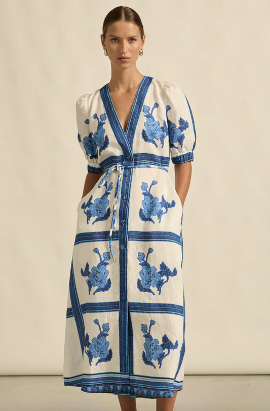 Portrait Dress - Azure Collage