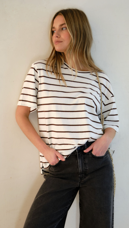Stevie Slouchy Tee - Choc/Vanilla