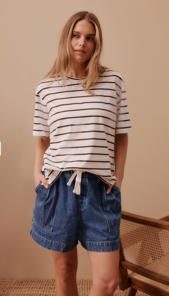 Stevie Slouchy Tee - Choc/Vanilla