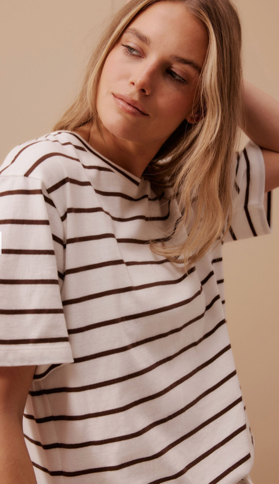 Stevie Slouchy Tee - Choc/Vanilla