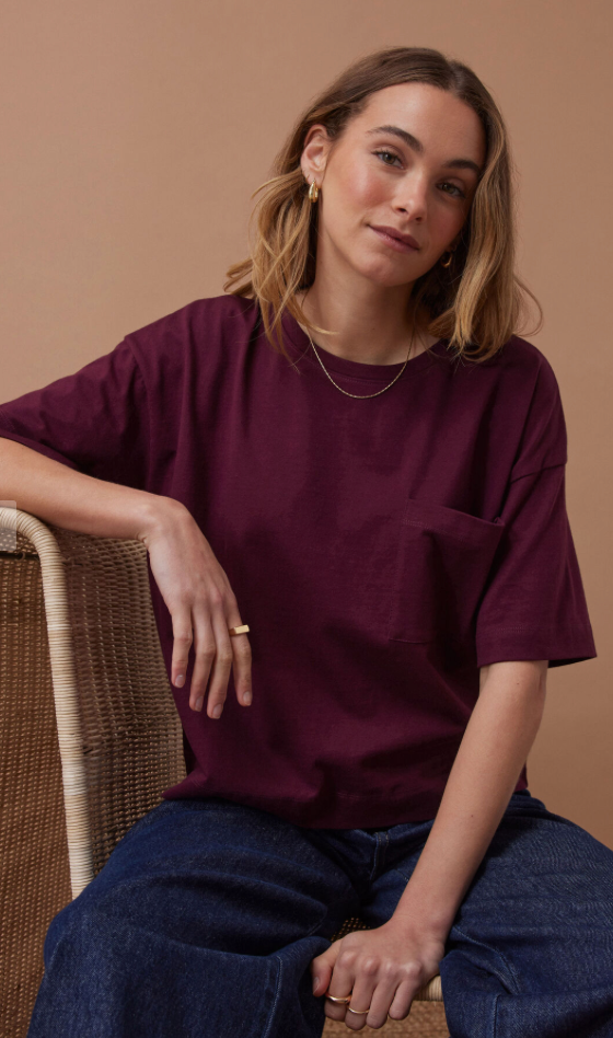 Boxy Pocket Tee Raisin