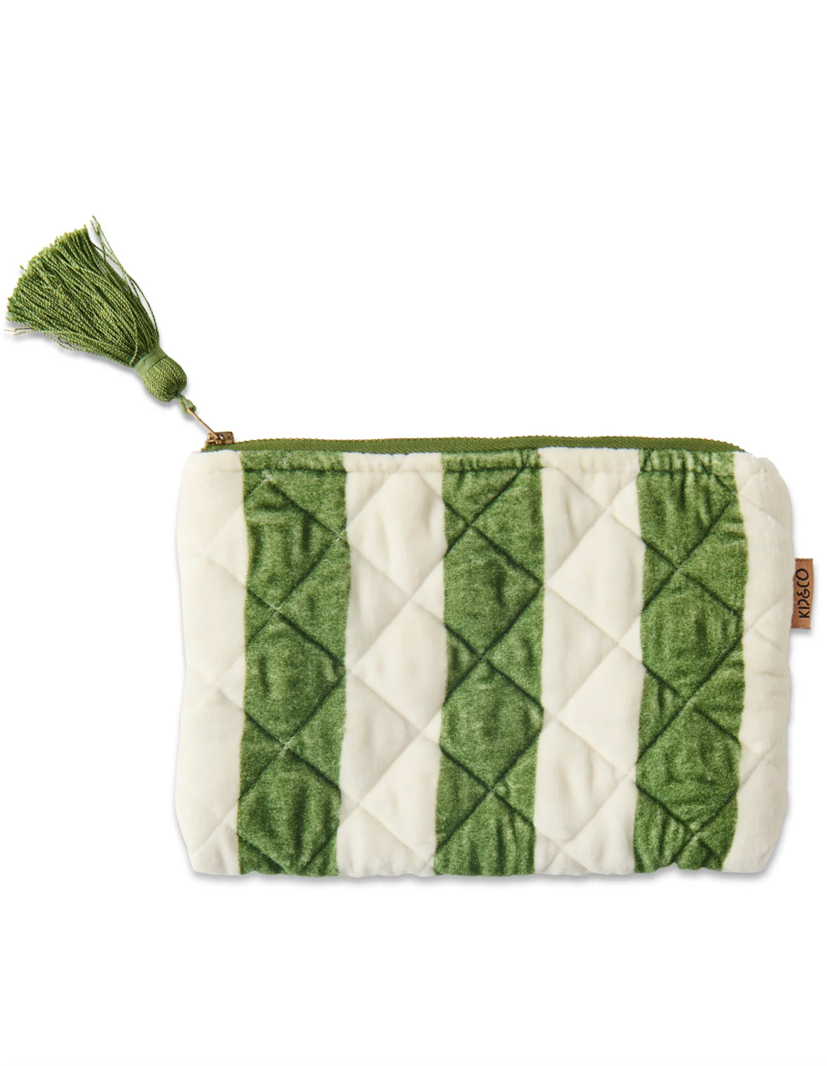 Moss Stripe Velvet Cosmetics Purse