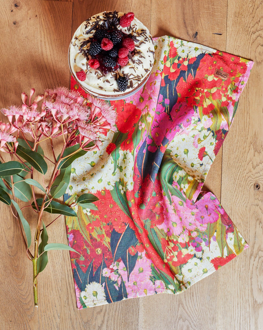 Australian Bush Blossom Tea Towel