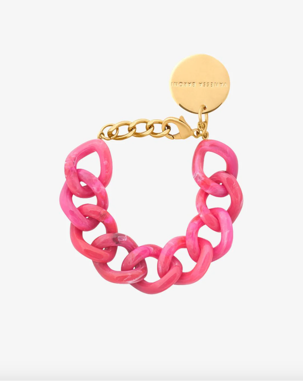 Flat Chain Bracelet Raspberry Marble