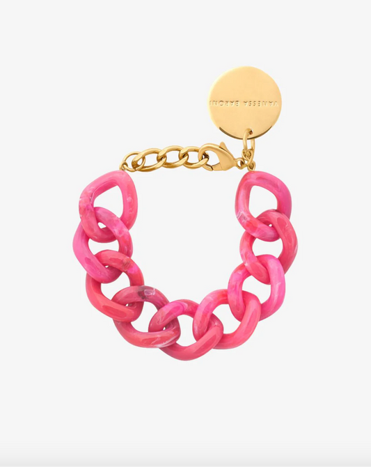 Flat Chain Bracelet Raspberry Marble