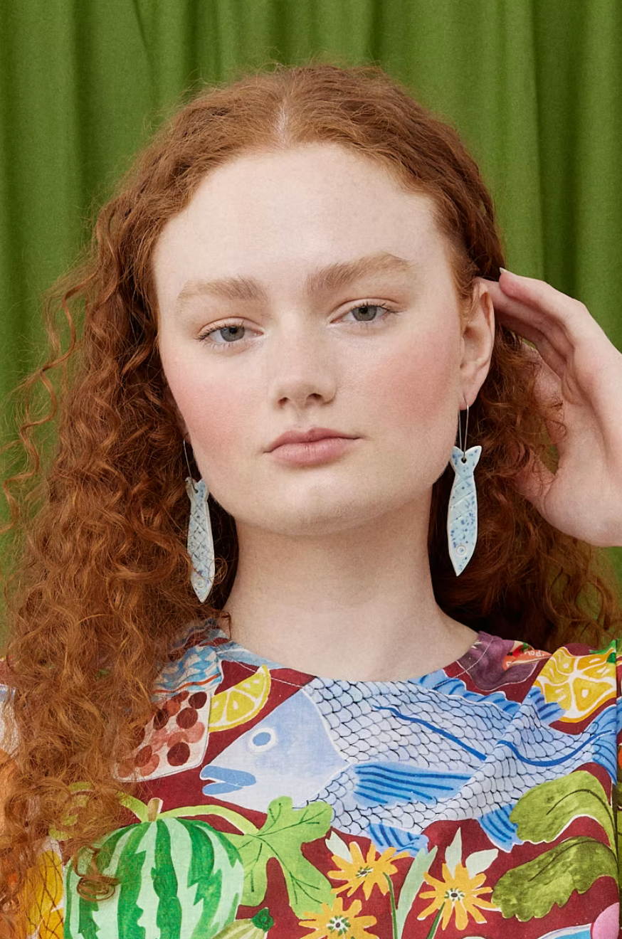 Ceramic Earrings - Sardines