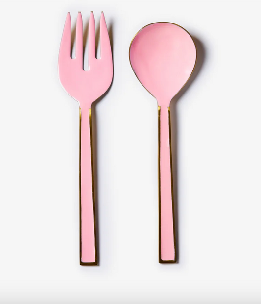 Enamel Rose Salad Servers (set of two)