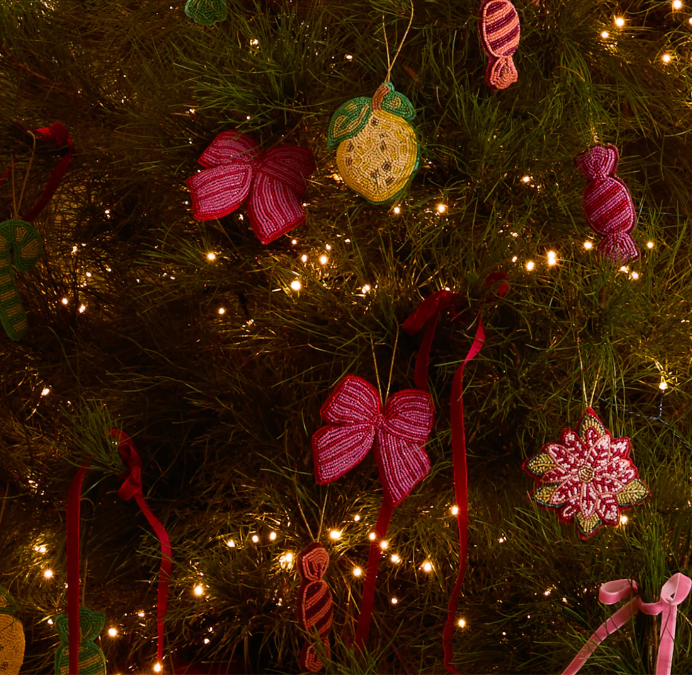 Pink Bow Beaded Decoration