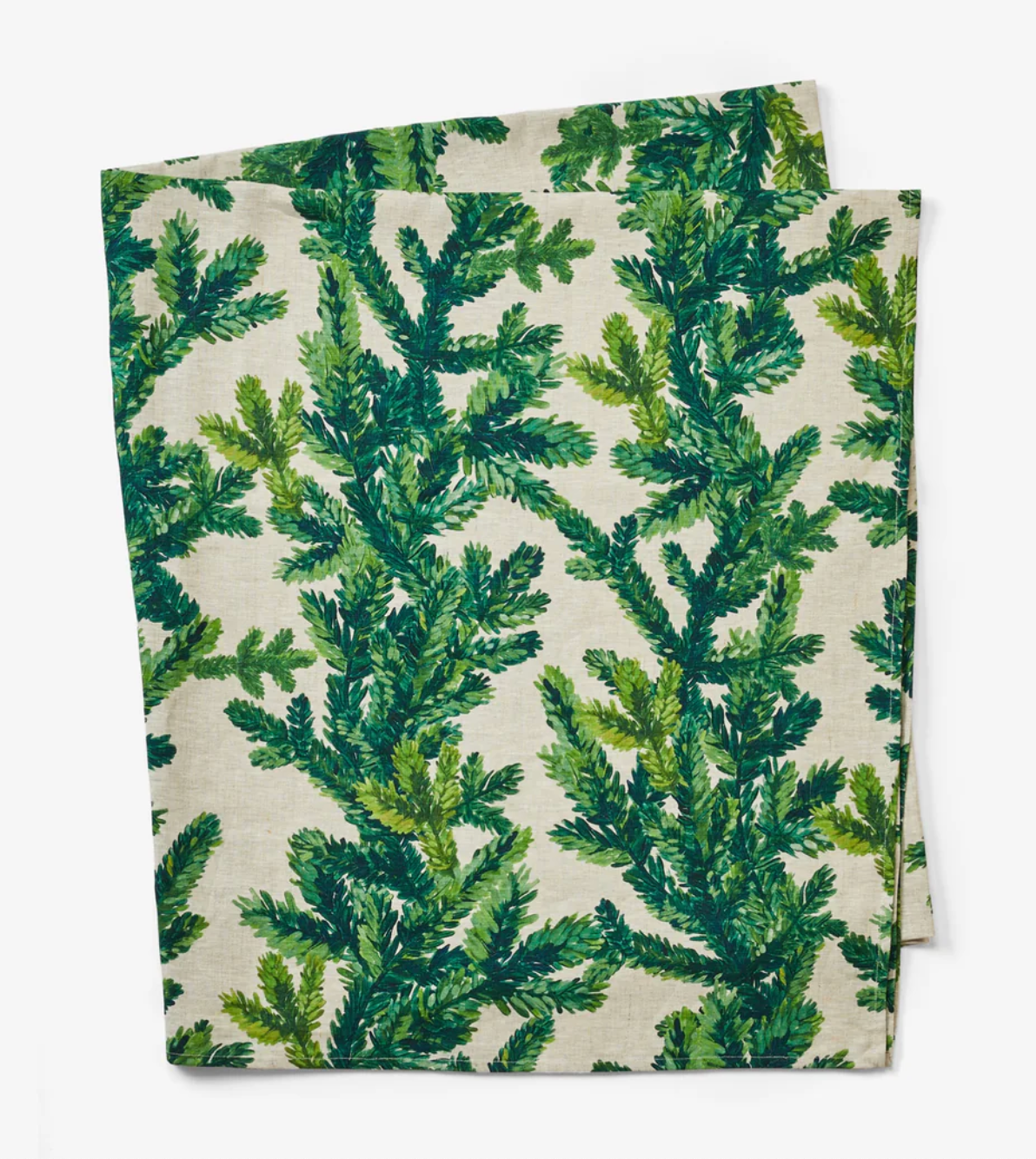Festive Foliage Green Linen Tablecloth Large