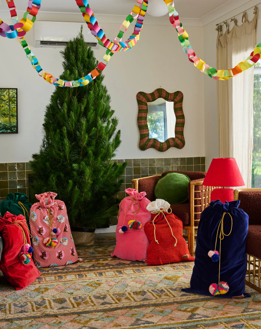 Red Boucle Santa Sack