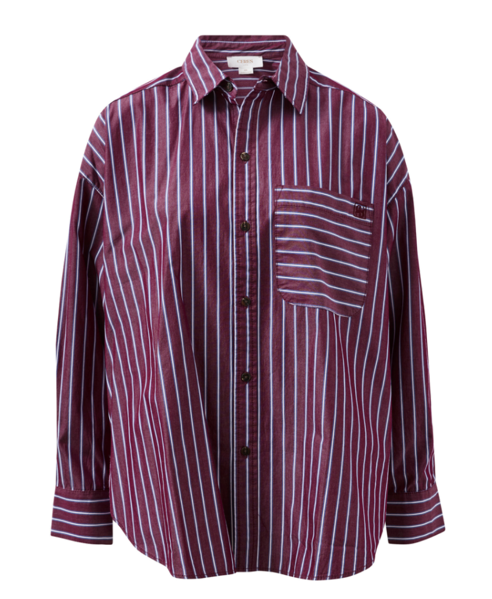 Peta Oversized Shirt - Burgundy Washed Navy