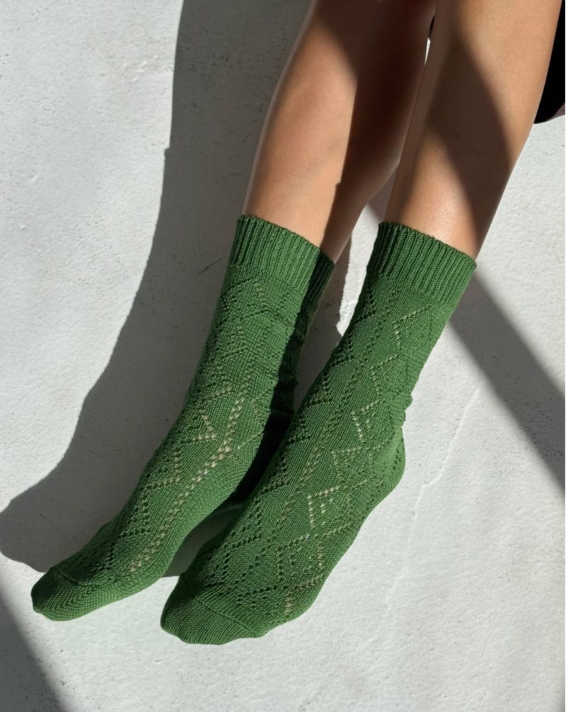 Le Bon Modal Eyelet Socks - Palm Green