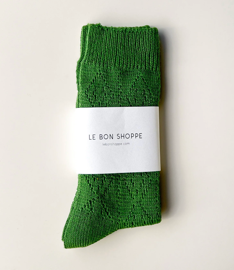 Le Bon Modal Eyelet Socks - Palm Green