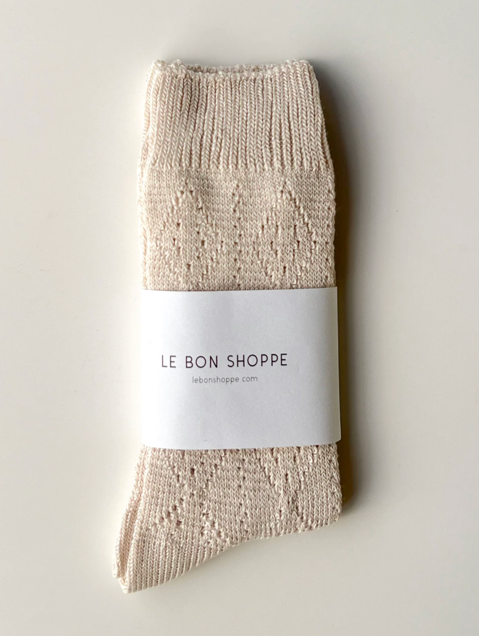 Modal Eyelet Socks - Oyster