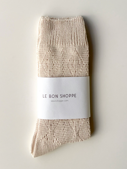 Modal Eyelet Socks - Oyster