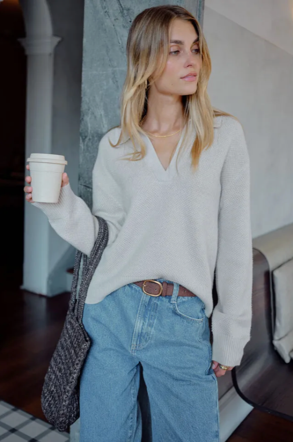 Kira Collared Knit Oatmeal